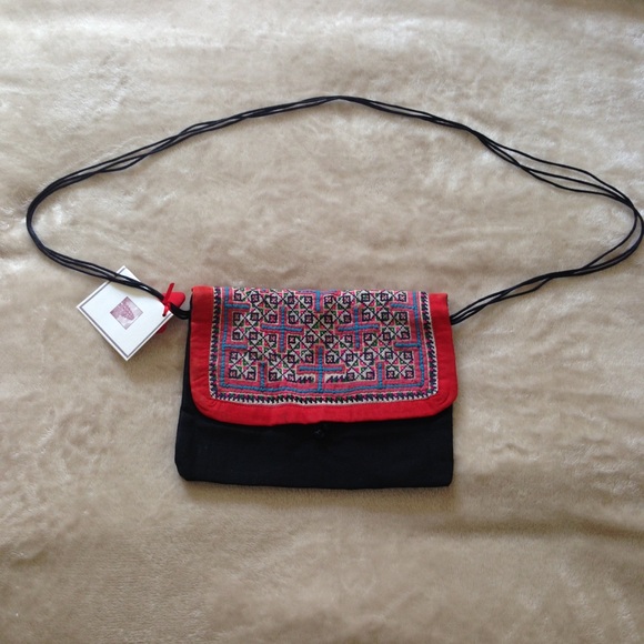 Hmong Batik BOHO Black Cotton Bag - Picture 6 of 8